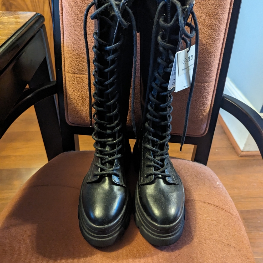 Bershka, side zip 16 hole boots